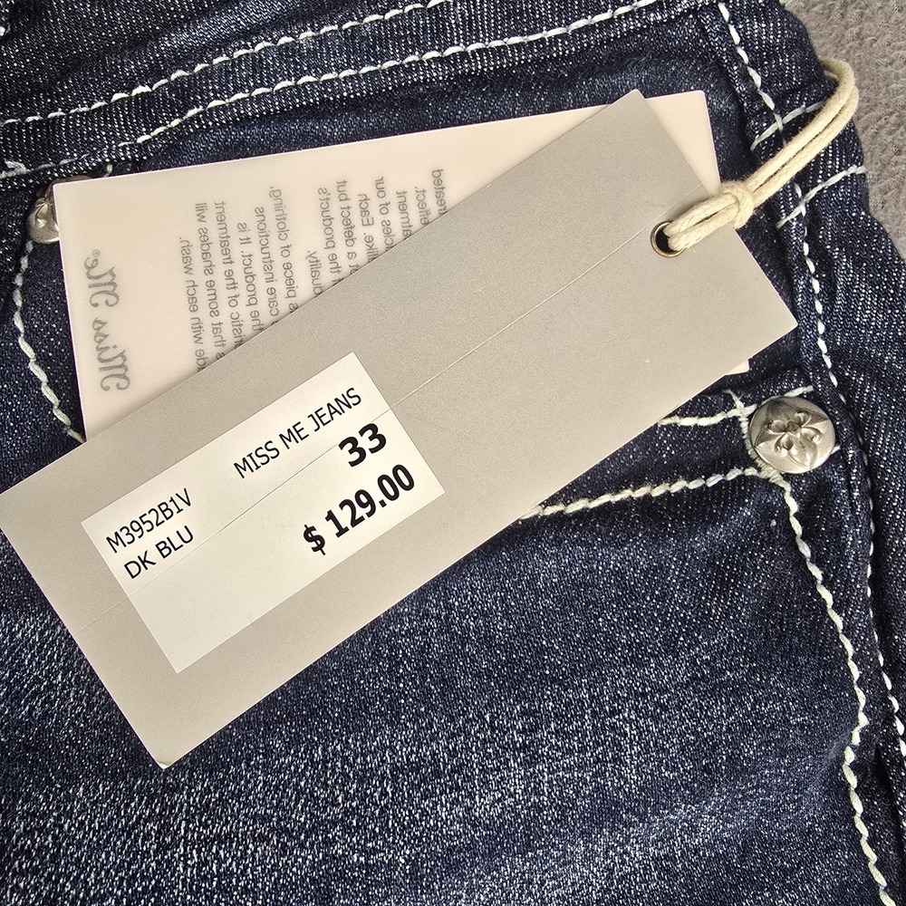 Miss Me Jeans Womens 33x32 Blue Mid Rise Bootcut Embroidered Denim Western NWT - Picture 7 of 15